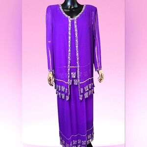 Krishma Formal Dress Set Maxi Skirt, Blouse And Jacket Vibrant Creative Look NWT